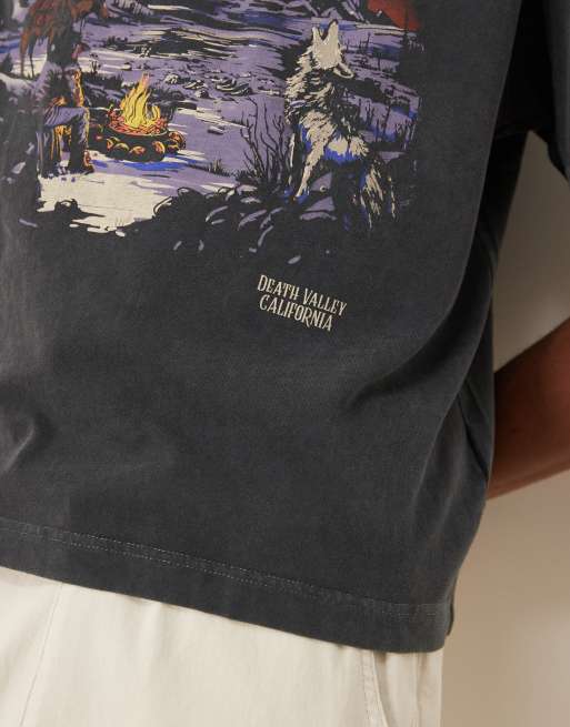 Abercrombie & Fitch short sleeve western print graphic t-shirt in washed black