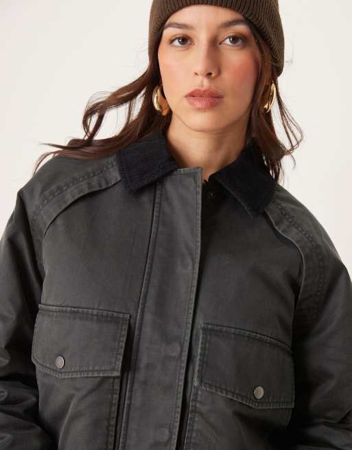 Abercrombie & Fitch short utility workwear jacket in black
