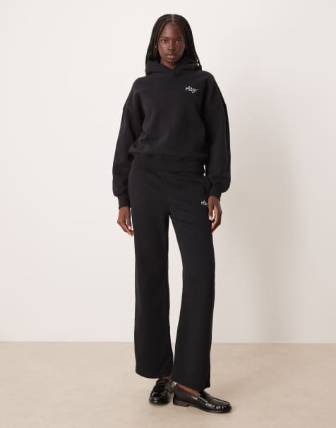 Abercrombie & Fitch side logo high rise relaxed joggers co-ord in black - view 1