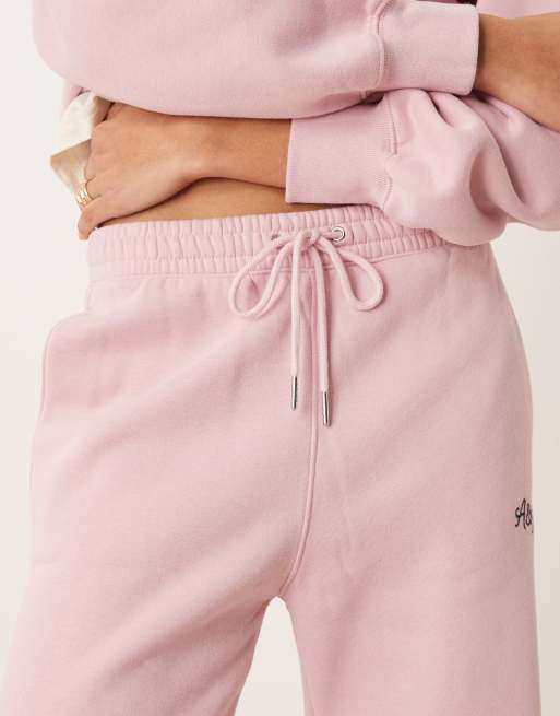 Abercrombie & Fitch side logo high rise relaxed joggers co-ord in pink, 4 of 5