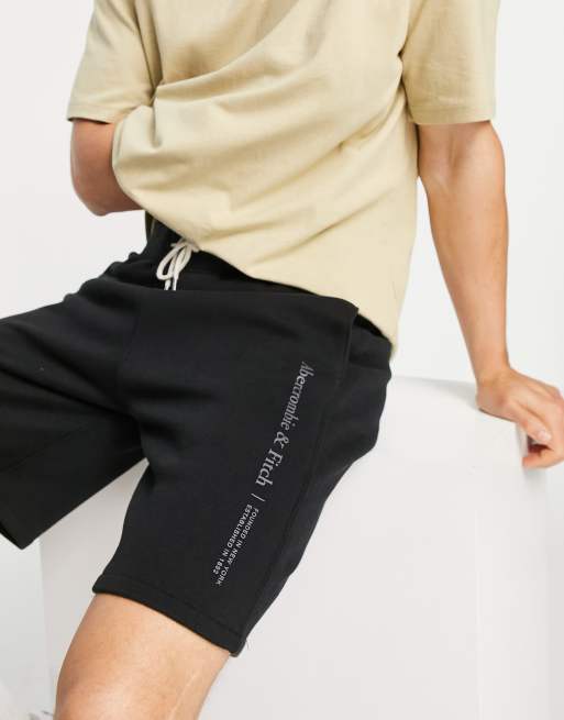 Abercrombie Fitch side logo sweat shorts in black