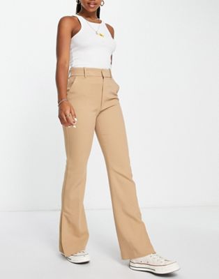 Abercrombie & Fitch side split trouser in brown - ASOS Price Checker