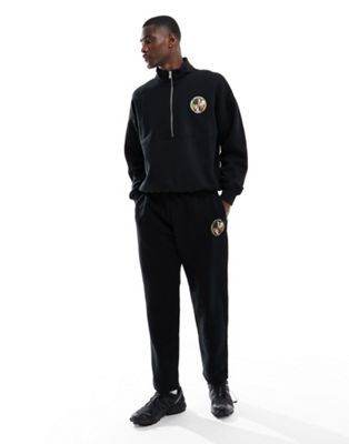 Abercrombie & Fitch ski badge straight fit track pants in black co-ord