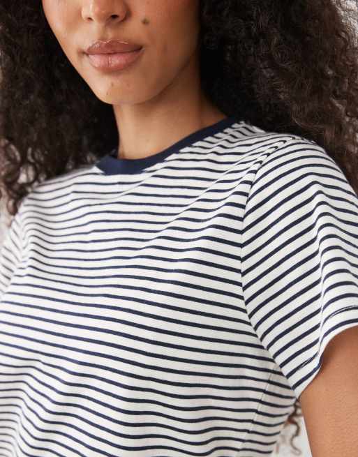 Abercrombie & Fitch - Skimming - T-shirt blu a righe, 3 di 4