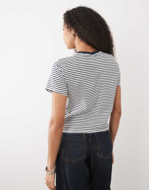 Abercrombie & Fitch - Skimming - T-shirt blu a righe, 4 di 4
