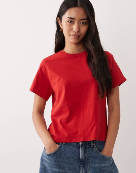 Abercrombie & Fitch skimming tee in red - view 1