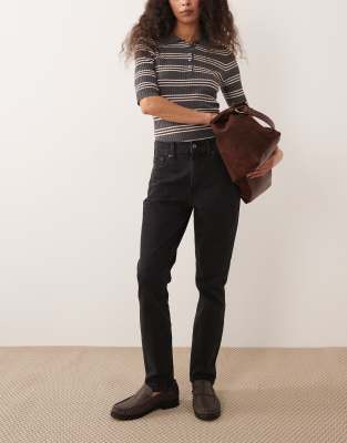 Abercrombie & Fitch - Skinny-Fit-Jeans in Schwarz mit hohem Bund