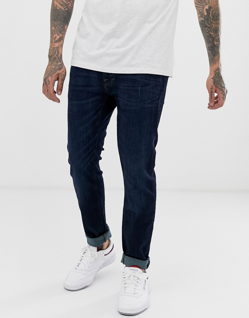 Abercrombie & Fitch skinny fit stretch jeans in dark wash-Blue
