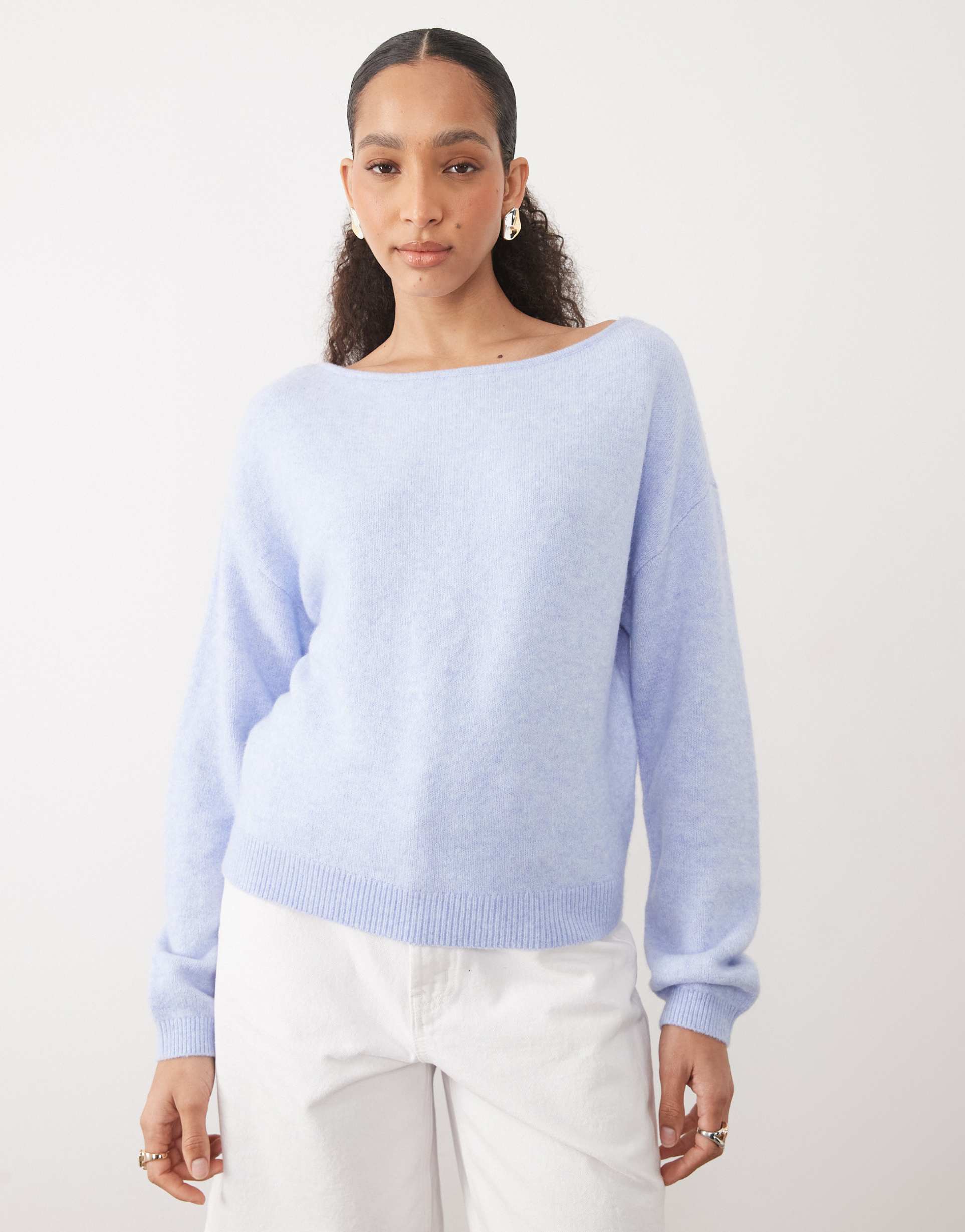 abercrombie & fitch slack neck sweater in blue