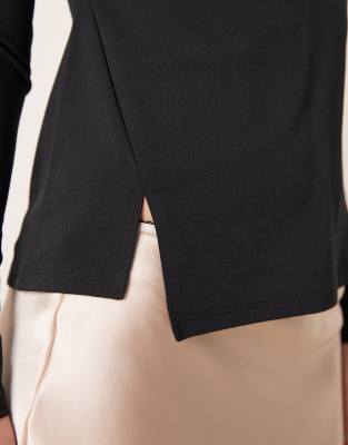 Abercrombie & Fitch Slash Neck Asymmetric Top In Black