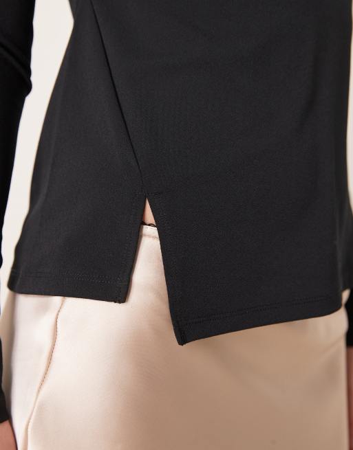 Abercrombie & Fitch slash neck asymmetric top in black