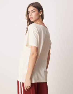 Abercrombie & Fitch Slash Neck T-shirt With Lucky Cherry Print In White