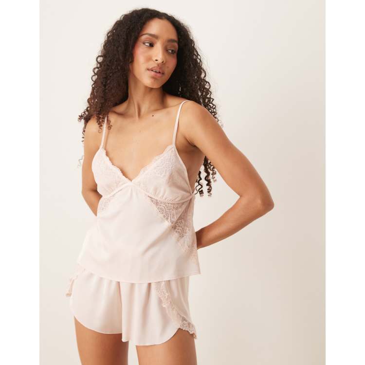 Abercrombie & Fitch sleepwear satin lace trim cami top in pink