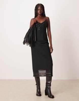Abercrombie & Fitch Sleeveless Embellished Maxi Dress In Black