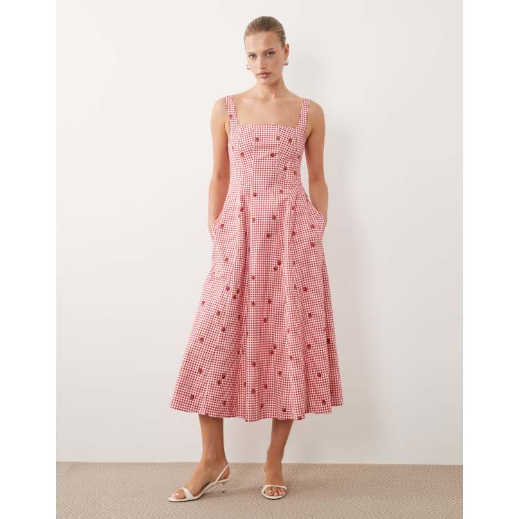 strapless open back dress Adidas Farm Psychedelic Wave Red Dress – FARM Rio main image 1