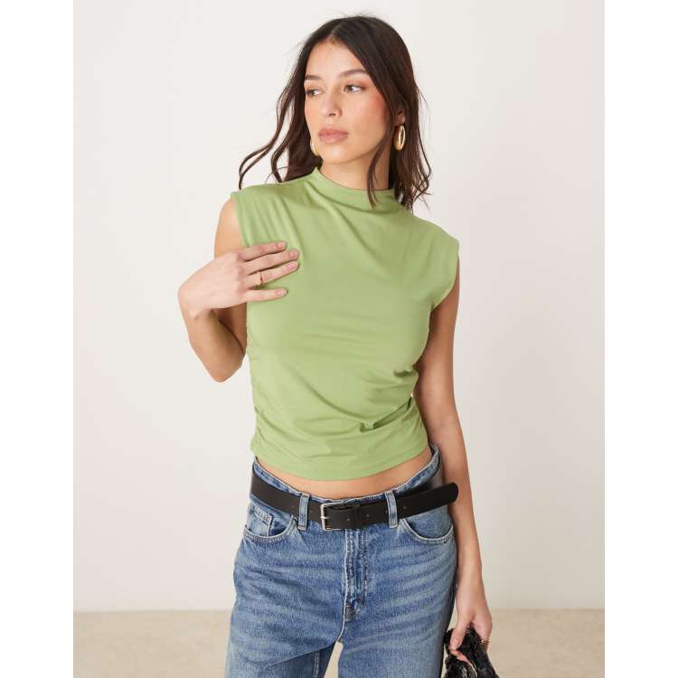 Abercrombie & Fitch sleeveless mock neck top in green | ASOS