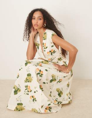 Abercrombie & Fitch Sleeveless V Neck Maxi Dress In Multi