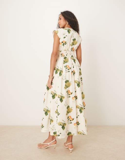 Abercrombie & Fitch フルーツプリントのゆったりマキシドレス Abercrombie & Fitch sleeveless v neck maxi dress in fruit