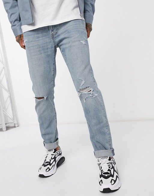 Abercrombie & Fitch slim fit destroyed jeans in light destroy