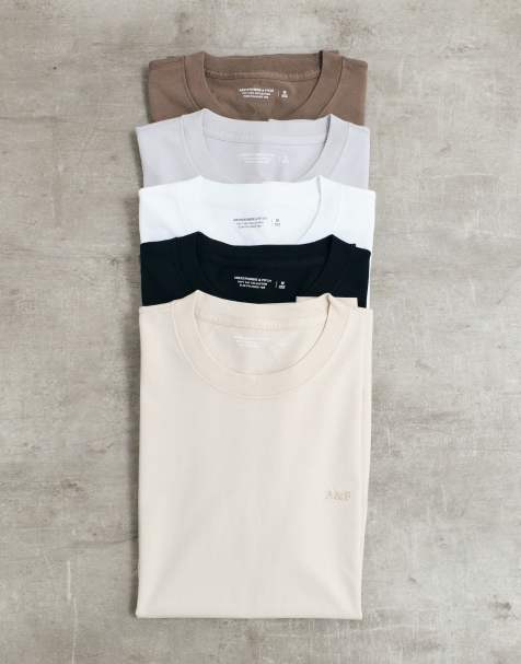 Abercrombie & Fitch slim fit icon logo t-shirt 5 pack in multi - view 1