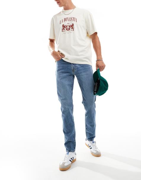 Abercrombie & Fitch - Slim fit-jeans i 90'er-stil i mellemblå vask - view 1