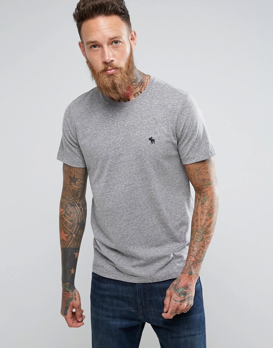 Abercrombie & Fitch Slim Fit T-Shirt Pop Icon Crew Neck in Grey