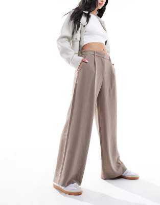 Abercrombie & Fitch - Sloane - Elegante Hose in Taupe mit hohem Bund-Neutral