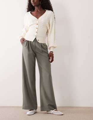 Abercrombie & Fitch Sloane High Rise Wide Leg Pants In Green