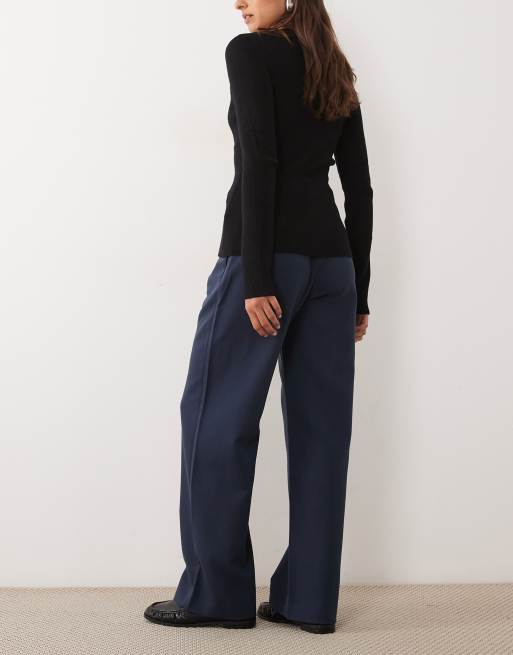 Abercrombie & Fitch Sloane high rise wide leg trousers with belt in ...