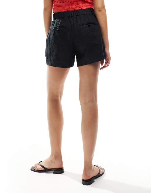 Abercrombie & Fitch Sloane linen shorts in black , 3 of 5