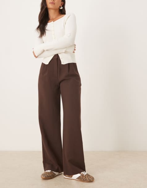 Abercrombie & Fitch - Sloane - Pantalon habillé à taille ultra haute - Marron - view 1