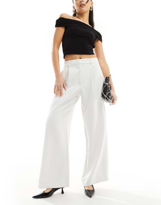 Abercrombie & Fitch - Sloane - Pantaloni sartoriali a vita alta color crema