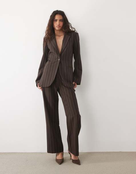 Abercrombie & Fitch Sloane trouser & blazer co-ord in brown pinstripe - view 1