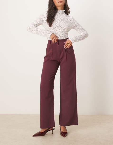 Abercrombie & Fitch Sloane ultra high waist pants in burgundy - view 1
