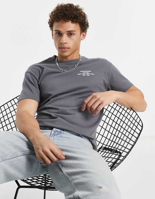 Abercrombie & Fitch small-scale address logo relaxed fit T-shirt in dark gray