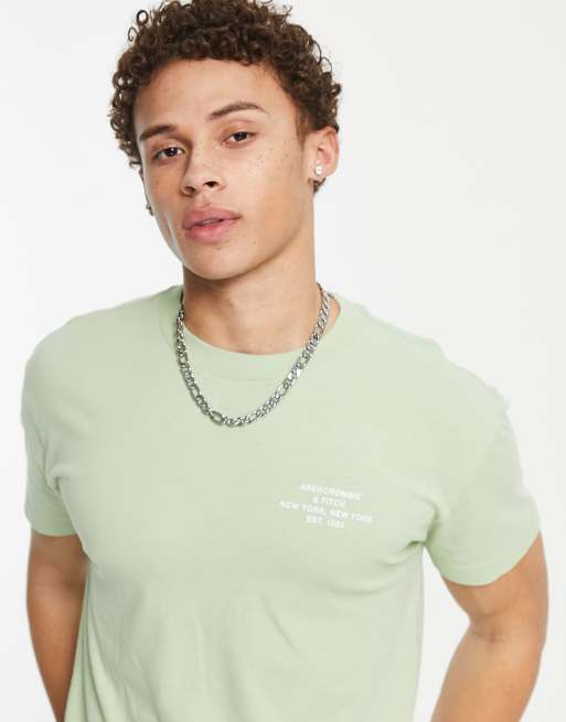 Abercrombie & Fitch small scale address logo relaxed fit t-shirt in light green