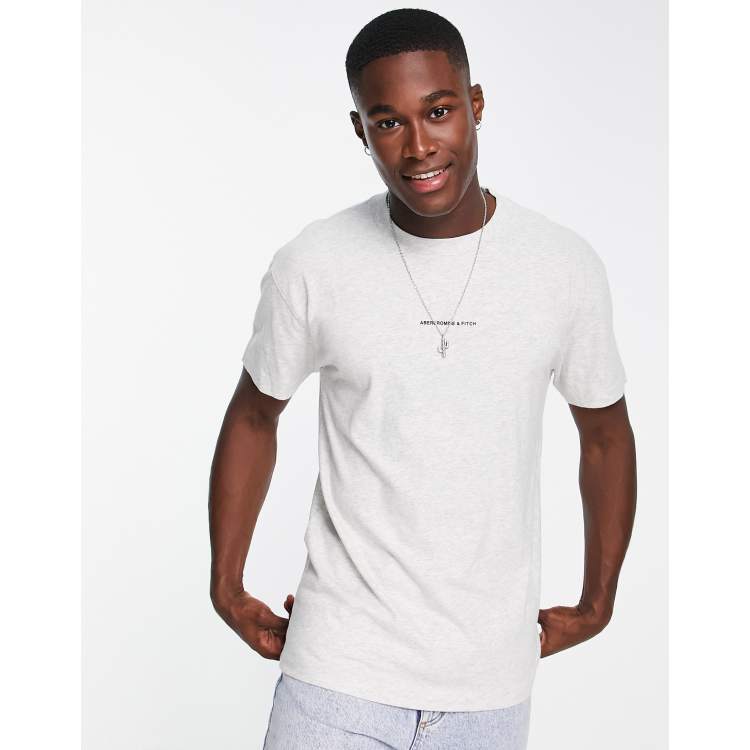 Abercrombie & Fitch small-scale back logo T-shirt in heather gray