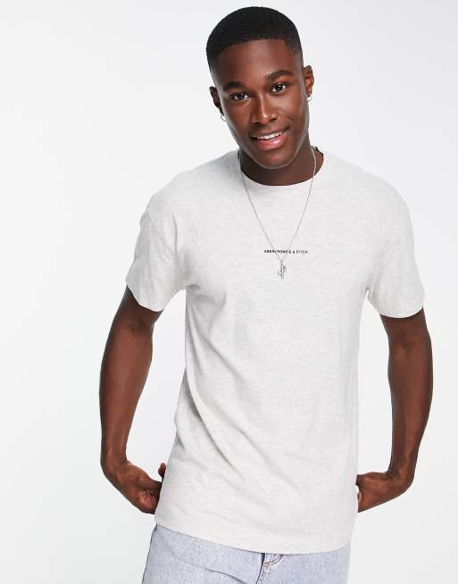 Abercrombie & Fitch Small-Scale Back Logo T-Shirt in Heather Gray