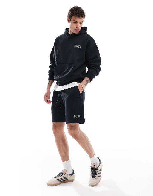 Abercrombie & Fitch small scale logo baggy fit sweat shorts in black (part of a set)