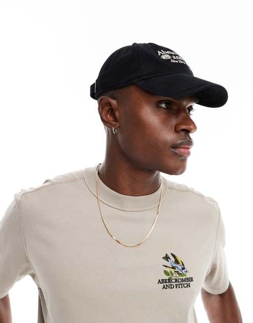 Abercrombie & Fitch small scale logo baseball cap in black, 3 of 4