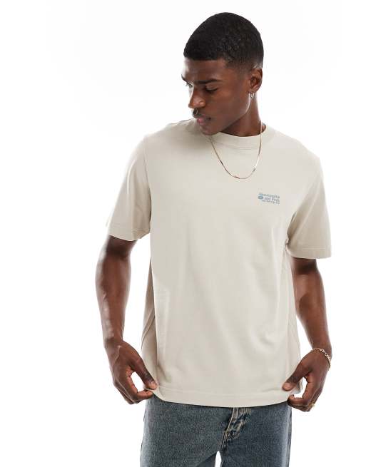 Abercrombie & Fitch small scale polished logo oversized heavyweight t-shirt in beige