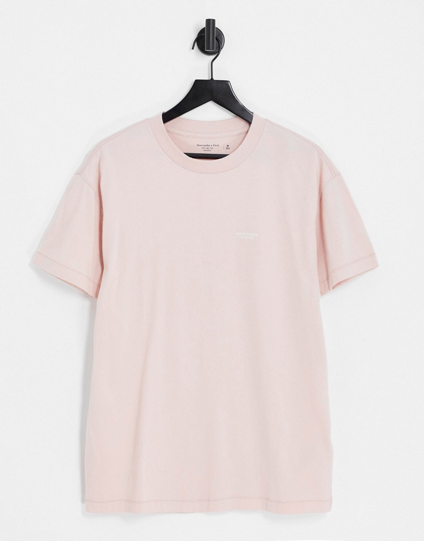 Abercrombie & Fitch small scale proud logo T-shirt in rose pink