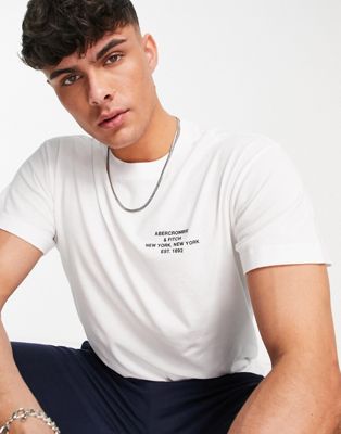 Abercrombie & Fitch smallscale address logo relaxed fit t-shirt in white