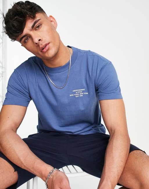 Abercrombie & Fitch - Smallscale Address - T-shirt comoda blu scuro con logo