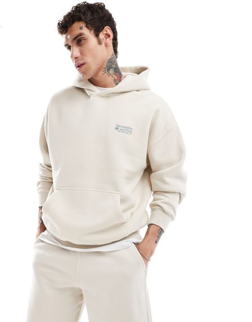 Abercrombie & Fitch smallscale logo hoodie in beige (part of a set)