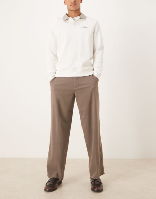 Abercrombie & Fitch smart baggy pants in brown, 2 of 5