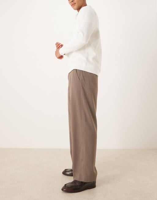 Abercrombie & Fitch smart baggy pants in brown, 3 of 5