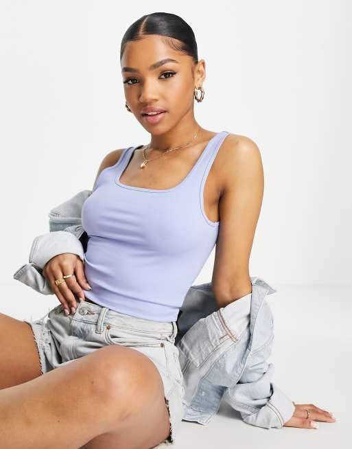 Abercrombie & Fitch - Sømløs croptop i blå