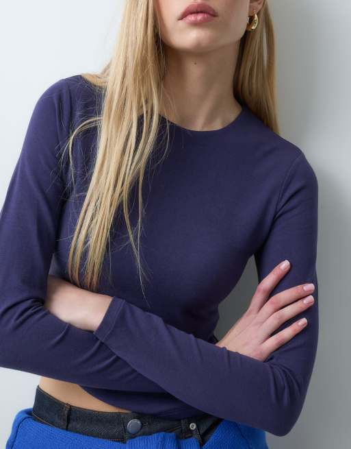 Abercrombie & Fitch sømløs langærmet baby tee i navy, 3 af 5