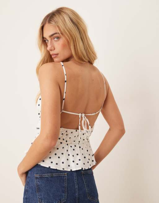 Abercrombie & Fitch smocked halterneck top in polka dot, 2 of 4